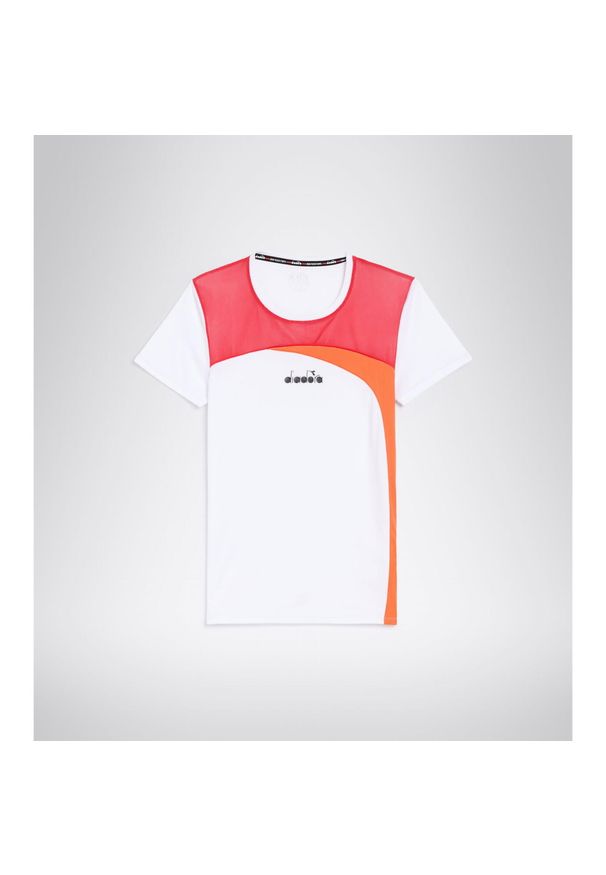 Koszulka do tenisa z krótkim rękawem damska Diadora L. SS T-SHIRT optical white. Kolor: biały. Długość rękawa: krótki rękaw. Długość: krótkie. Sport: tenis