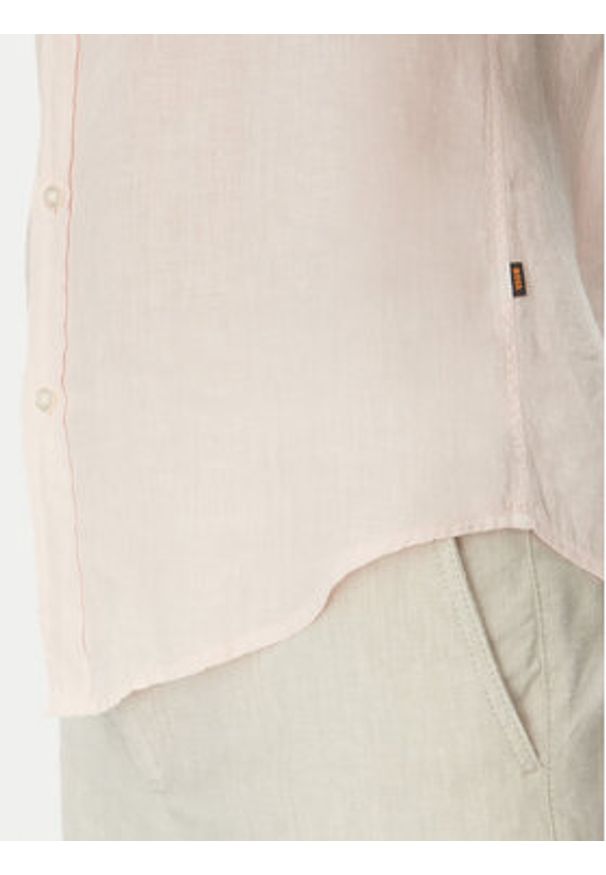BOSS Koszula 50537381 Różowy Regular Fit. Kolor: różowy. Materiał: len