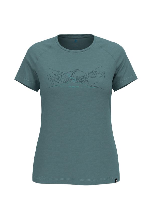 Odlo - Koszulka z krótkim rękawem damska ODLO Ascent PW 130 Run. Bike. Hike.. Kolor: turkusowy, niebieski, wielokolorowy. Materiał: wełna. Długość rękawa: krótki rękaw. Długość: krótkie. Sport: bieganie