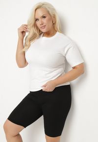 Born2be - Czarne Szorty Kolarki z Bawełny Faniren. Kolekcja: plus size. Kolor: czarny. Materiał: bawełna