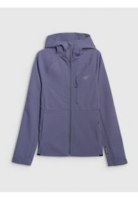 4f - 4F Kurtka softshell wiatroodporna membrana 10000 damska - granatowa XL. Kolor: niebieski. Materiał: softshell. Technologia: Primaloft. Wzór: gładki. Sport: turystyka piesza, wspinaczka