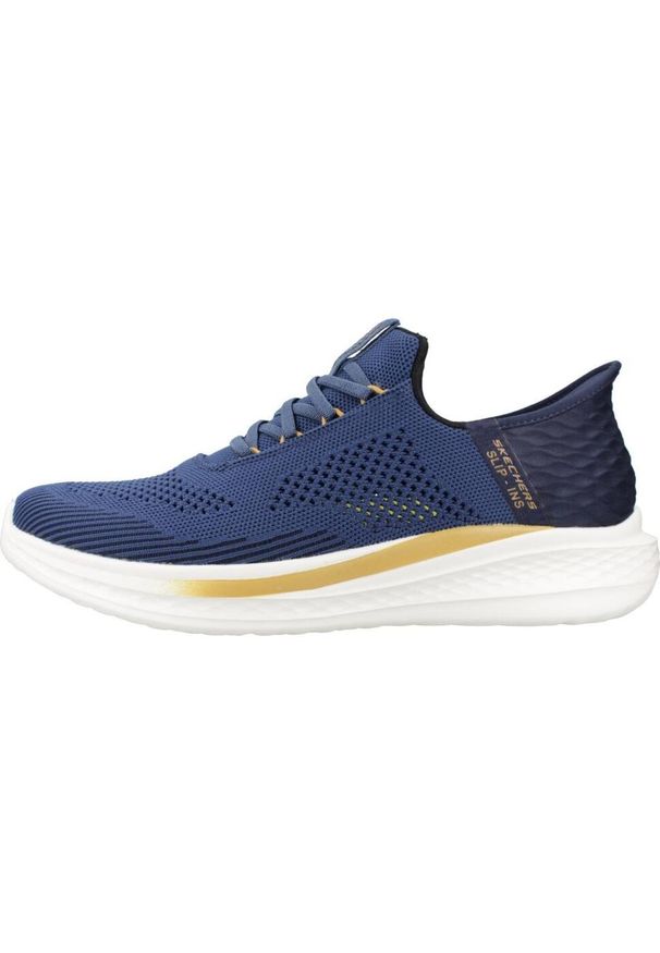 skechers - Buty do chodzenia męskie Skechers 210810WHT. Kolor: żółty, wielokolorowy, niebieski. Materiał: materiał, tkanina. Szerokość cholewki: normalna. Sport: turystyka piesza