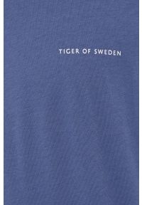 TIGER OF SWEDEN - Tiger Of Sweden T-shirt bawełniany gładki. Okazja: na co dzień. Kolor: fioletowy. Materiał: bawełna. Wzór: gładki. Styl: casual