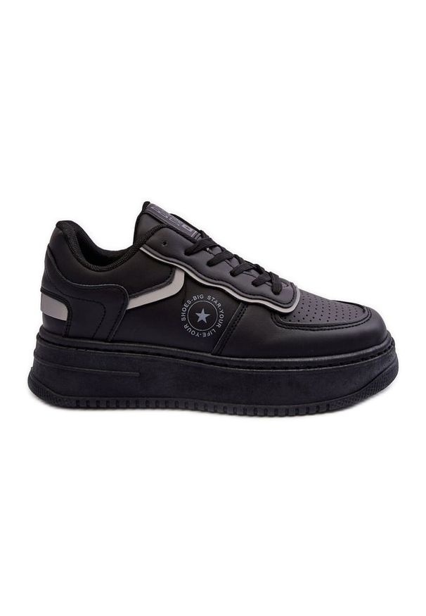 Big-Star - Damskie Buty Sportowe Sneakersy Big Star MM274232 Czarne. Zapięcie: sznurówki. Kolor: czarny. Materiał: guma, materiał, skóra. Szerokość cholewki: normalna