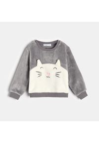 Sinsay - Bluza niemowlęca z kotkiem - Jasny szary. Kolor: szary #1