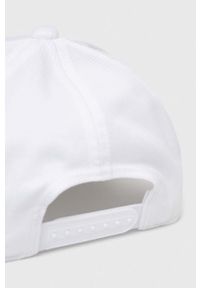Armani Exchange czapka z daszkiem bawełniana kolor biały z aplikacją. Kolor: biały. Materiał: bawełna. Wzór: aplikacja #2