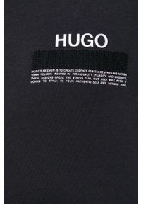 Hugo Bluza męska kolor czarny gładka. Okazja: na co dzień. Kolor: czarny. Materiał: poliester, bawełna, dzianina. Wzór: gładki. Styl: casual