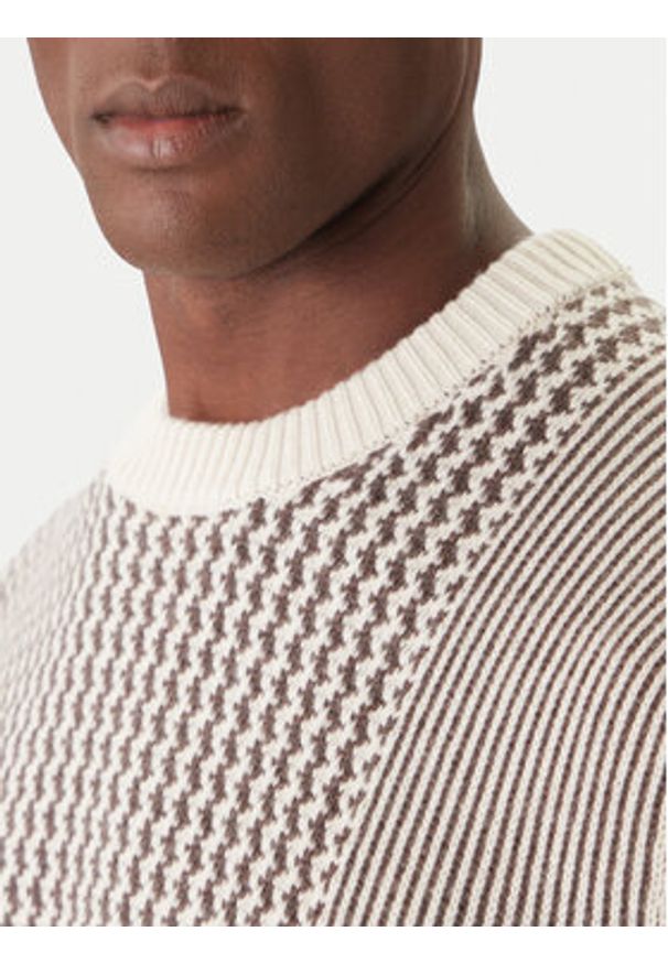 Calvin Klein Sweter LV04LD306G Beżowy Regular Fit. Kolor: beżowy. Materiał: wełna