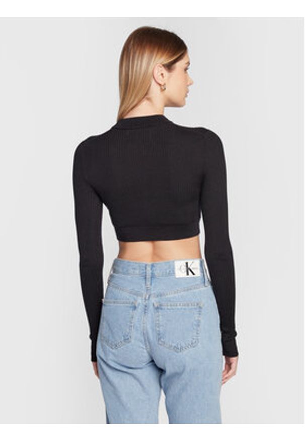 Calvin Klein Jeans Sweter J20J220446 Czarny Slim Fit. Kolor: czarny. Materiał: lyocell