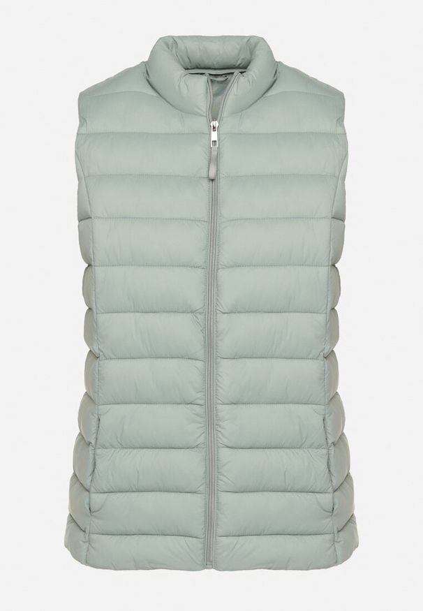 Born2be - Jasnozielona Pikowanana Kamizelka Sifitta. Okazja: na co dzień. Kolor: zielony. Materiał: jeans. Styl: casual, klasyczny, elegancki