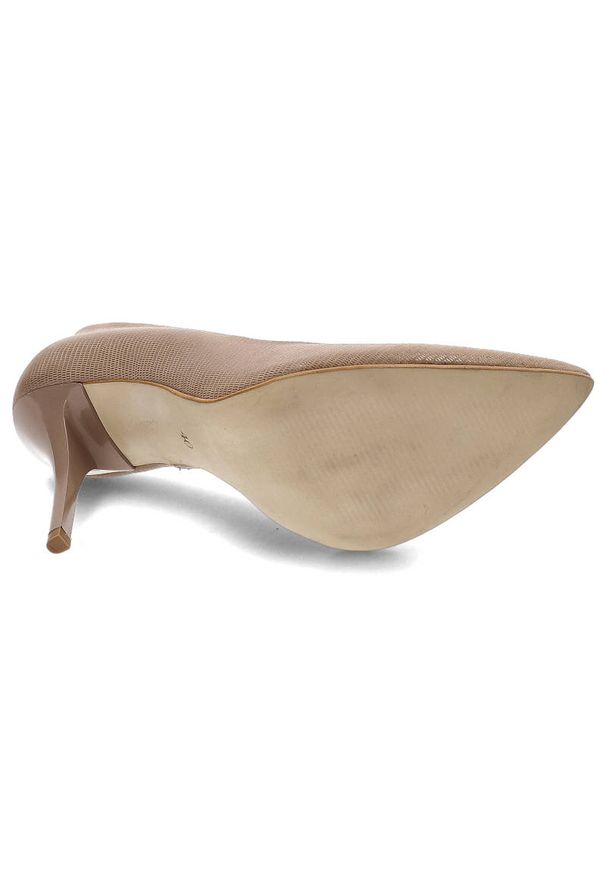 Beżowe Szpilki Baldaccini Eleganckie Skórzane Buty. Zapięcie: bez zapięcia. Kolor: beżowy. Materiał: skóra. Szerokość cholewki: normalna. Wzór: aplikacja. Obcas: na szpilce. Styl: elegancki