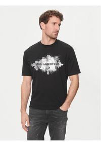 Karl Lagerfeld - KARL LAGERFELD T-Shirt 755148 542224 Czarny Regular Fit. Typ kołnierza: dekolt w karo. Kolor: czarny. Materiał: bawełna
