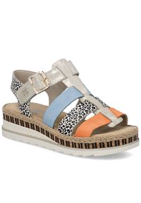 Skórzane sandały damskie na koturnie Rieker V7904-90. Materiał: skóra ekologiczna. Obcas: na koturnie #1