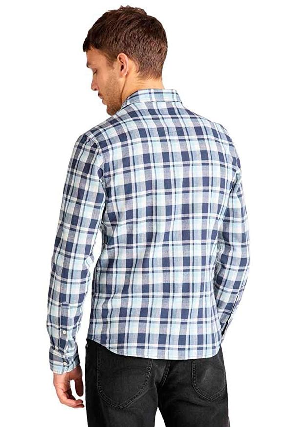 Lee - LEE CLEAN WESTERN SHIRT MĘSKA KOSZULA MATERIAŁOWA SLIM FIT NAVY L644DI35 112115488. Materiał: materiał