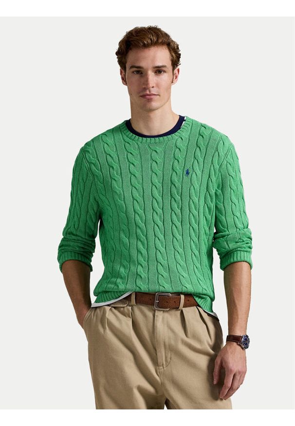 Polo Ralph Lauren Sweter 710775885523 Zielony Regular Fit. Typ kołnierza: polo. Kolor: zielony. Materiał: bawełna