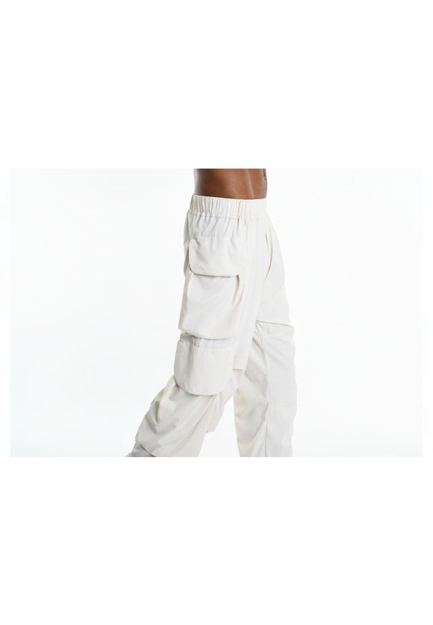 La Haine Inside Us Spodnie | P2603 3ZM1213 | Mężczyzna | Ecru. Okazja: na co dzień. Materiał: poliamid, elastan. Wzór: aplikacja. Styl: casual, elegancki