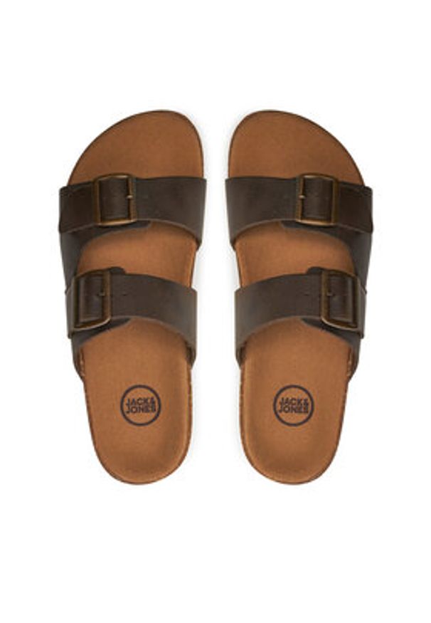 Jack & Jones - Jack&Jones Klapki Louis 12231423 Brązowy. Kolor: brązowy. Materiał: skóra