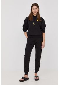 Karl Lagerfeld bluza 221W1850 damska kolor czarny z kapturem z aplikacją. Typ kołnierza: kaptur. Kolor: czarny. Materiał: materiał. Wzór: aplikacja #4