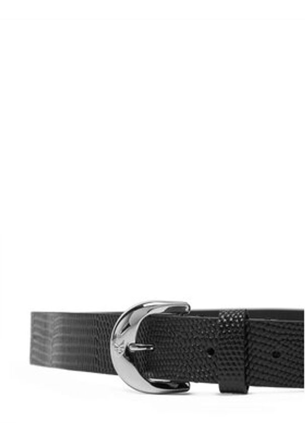 Calvin Klein Pasek Damski Classic Buckle Lizard Emboss 25Mm LV04F7041G Czarny. Kolor: czarny. Materiał: skóra