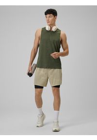 4f - 4F Spodenki treningowe szybkoschnące męskie - beżowe L. Kolor: beżowy. Sport: fitness #1