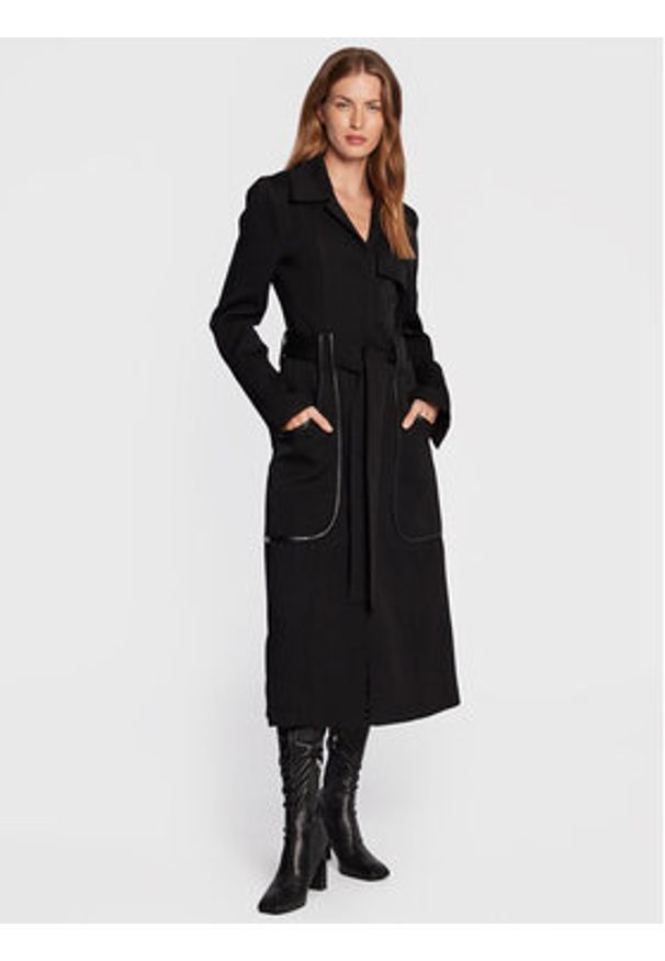 Victoria Victoria Beckham Płaszcz wełniany 1322WCT003765A Czarny Regular Fit. Kolor: czarny. Materiał: wełna
