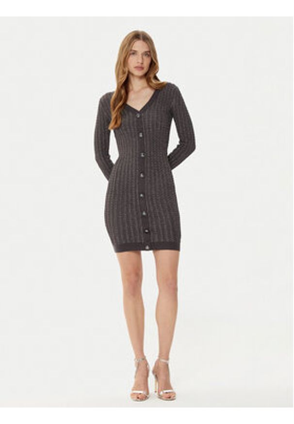Guess Sukienka dzianinowa W5RK09 Z3KT0 Szary Bodycon Fit. Kolor: szary. Materiał: wiskoza. Typ sukienki: bodycon