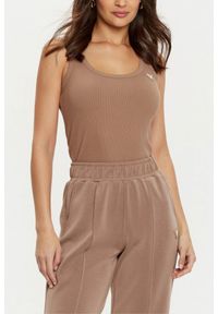 Guess - GUESS Brązowy top damski Colette. Kolor: brązowy