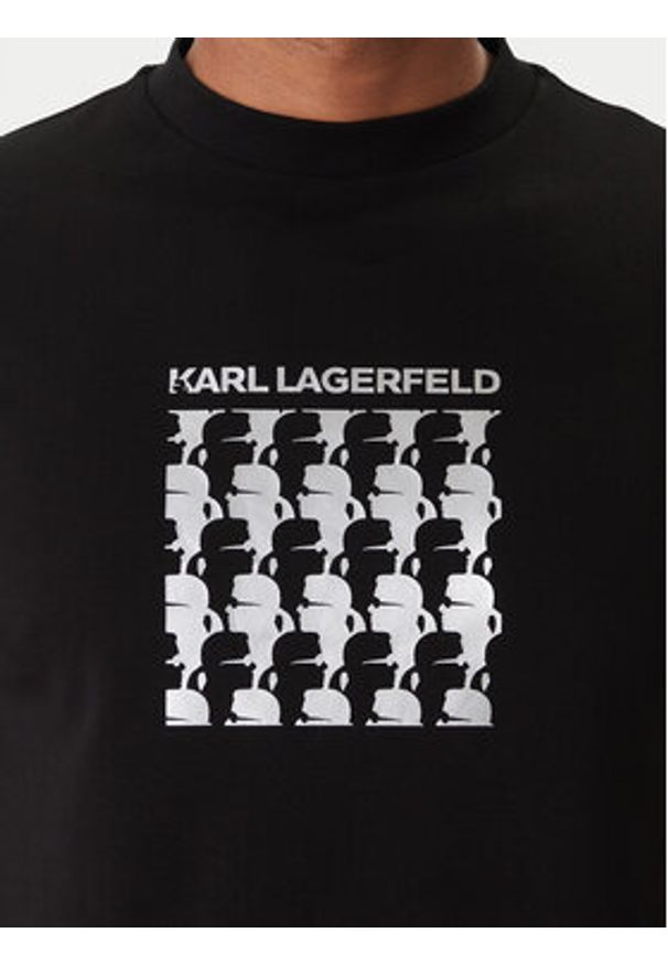 Karl Lagerfeld - KARL LAGERFELD T-Shirt 755402 554235 Czarny Slim Fit. Typ kołnierza: dekolt w karo. Kolor: czarny. Materiał: bawełna