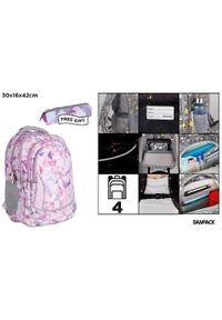 NoName - Plecak czterokomorowy 30x16x42cm + piórnik EDUKAMP #1