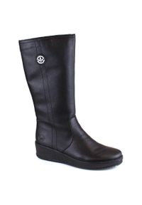 Skórzane wodoodporne kozaki śniegowce ocieplane owczą wełną Rieker Y4470-01. Zapięcie: zamek. Materiał: skóra. Szerokość cholewki: normalna #1