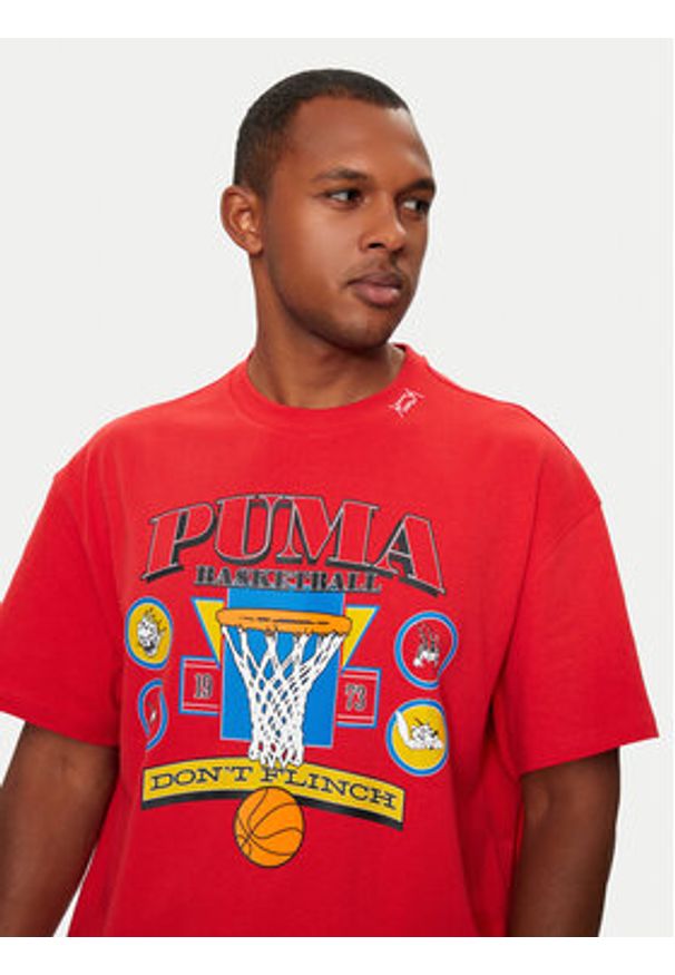 Puma T-Shirt Crowd Craze 2 627215 Czerwony Oversize. Kolor: czerwony. Materiał: bawełna