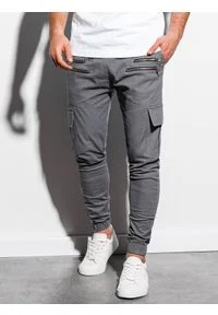 Ombre Clothing - Spodnie męskie joggery P1000 - szare - XXL. Kolor: szary. Materiał: bawełna, elastan #3