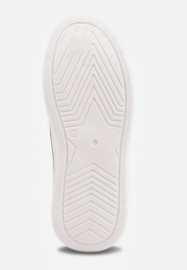 Born2be - Białe Trampki VICES na Grubej Podeszwie Zdobione Lamówką Riosara. Okazja: na co dzień. Kolor: biały. Materiał: jeans. Wzór: aplikacja. Styl: sportowy, klasyczny, elegancki, casual