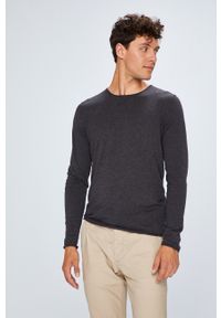 Selected - Sweter. Kolor: szary. Materiał: bawełna, dzianina, jedwab. Wzór: gładki #1