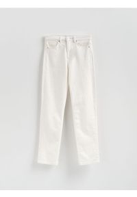 Reserved - Jeansy mom fit z dłuższą nogawką - złamana biel. Długość: długie