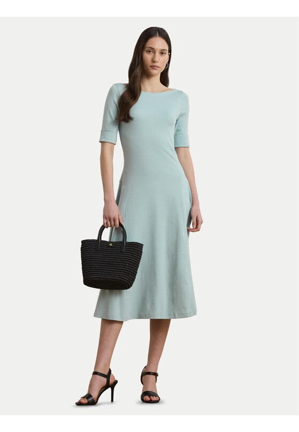 Lauren Ralph Lauren - LAUREN RALPH LAUREN Sukienka codzienna 250863913015 Błękitny Regular Fit. Okazja: na co dzień. Kolor: niebieski. Materiał: bawełna. Typ sukienki: proste. Styl: casual