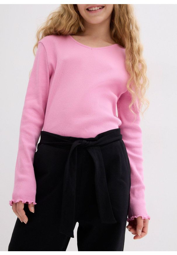 bonprix - Spodnie culotte z elastycznym paskiem, uszyte z bawełny organicznej. Okazja: na co dzień. Kolor: czarny. Materiał: bawełna. Styl: casual