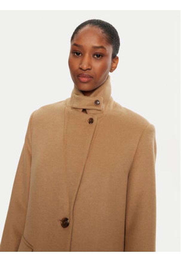 United Colors of Benetton - United Colors Of Benetton Płaszcz wełniany 28HFDN069 Beżowy Regular Fit. Kolor: beżowy. Materiał: wełna, syntetyk