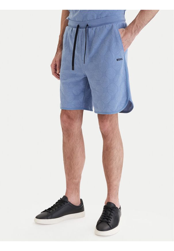 BOSS Szorty sportowe Member 50558883 Błękitny Relaxed Fit. Kolor: niebieski. Materiał: bawełna. Styl: sportowy
