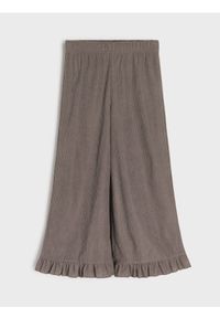 Sinsay - Prążkowane spodnie wide leg - szary. Kolor: szary. Materiał: prążkowany