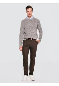 Big-Star - Sweter męski melanżowy brązowy Waltero 804. Okazja: na co dzień. Kolor: brązowy. Materiał: jeans, dzianina. Wzór: melanż. Styl: casual, klasyczny, elegancki