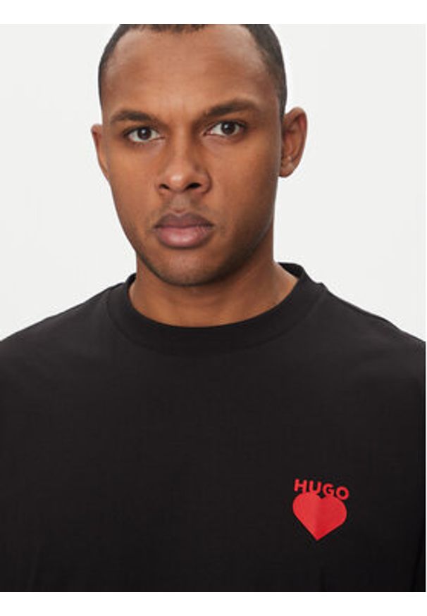 Hugo - HUGO T-Shirt Dewdam 50530557 Czarny Relaxed Fit. Kolor: czarny. Materiał: bawełna