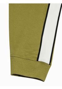 Ombre Clothing - Spodnie męskie dresowe joggery P951 - oliwkowe - XXL. Kolor: oliwkowy. Materiał: dresówka #7