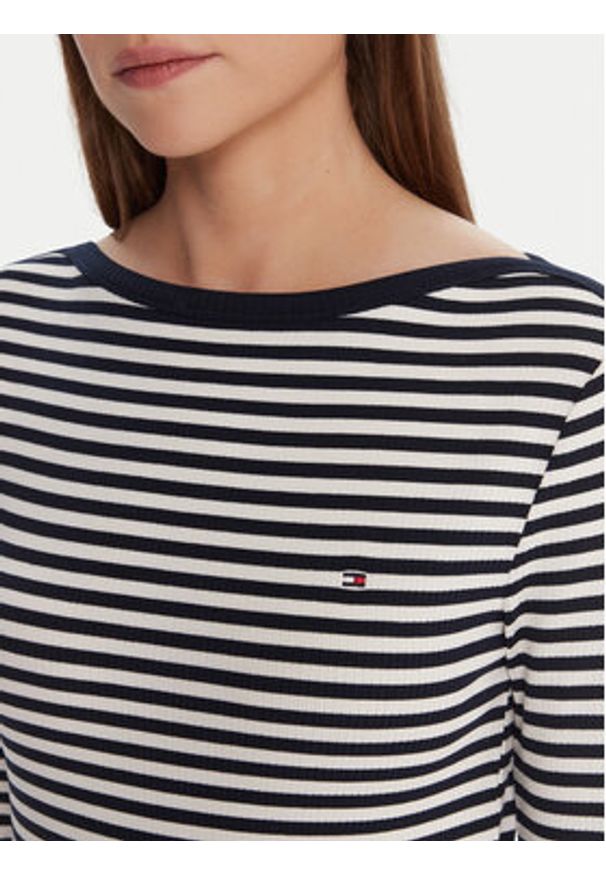 TOMMY HILFIGER - Tommy Hilfiger Bluzka WW0WW47309 Granatowy Slim Fit. Kolor: niebieski. Materiał: wiskoza
