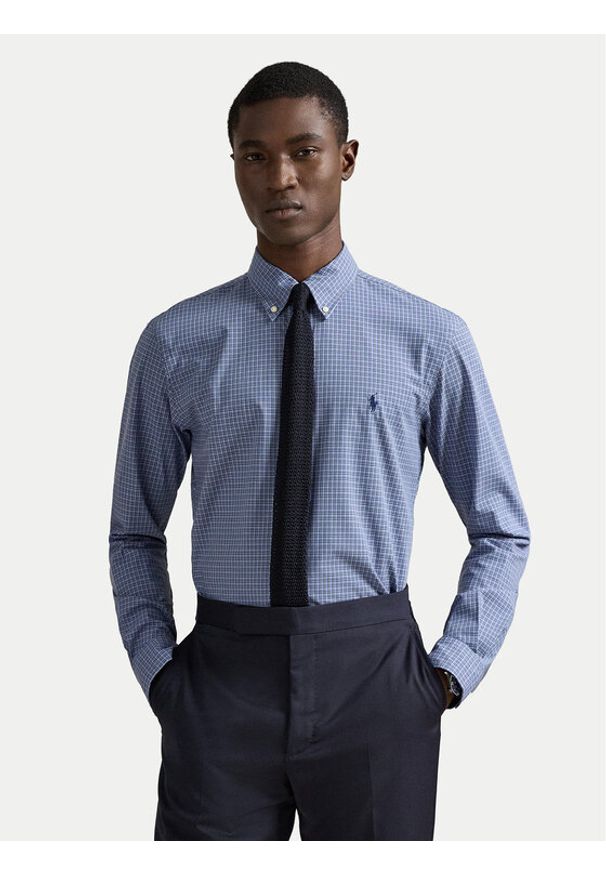 Polo Ralph Lauren Koszula 710968937010 Niebieski jasny Custom Fit. Typ kołnierza: polo. Kolor: niebieski. Materiał: bawełna