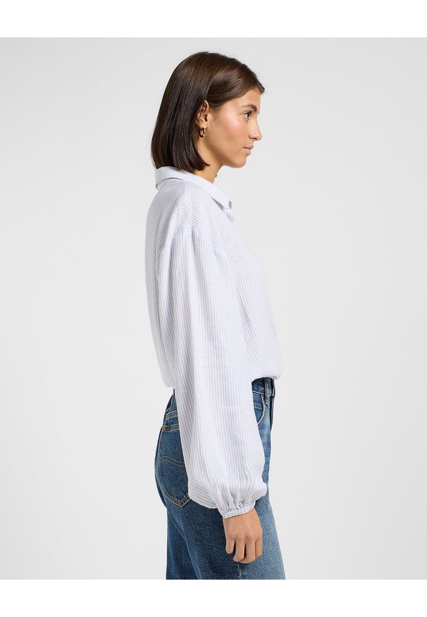 Lee - DAMSKA KOSZULA LEE BLOUSE WITH TIE FRONT CONCRETE PINSTRIPE 112363504