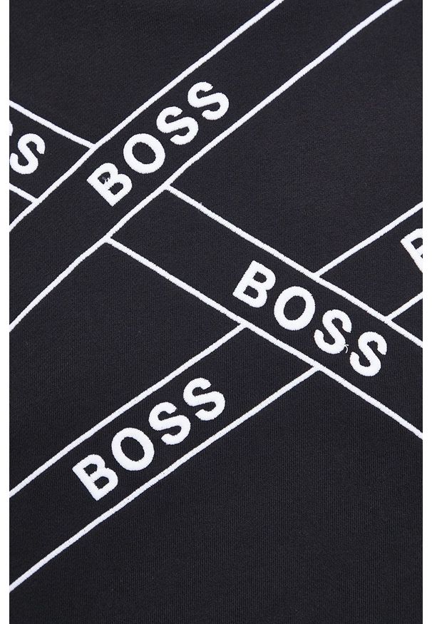 BOSS - Boss - Bluza bawełniana Boss Casual. Okazja: na co dzień. Kolor: czarny. Materiał: bawełna. Długość rękawa: raglanowy rękaw. Wzór: aplikacja. Styl: casual