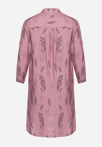 Born2be - Ciemnoróżowa Sukienka Szmizjerka z Guzikami przy Dekolcie z Podwijanymi Rękawami Ketella. Okazja: do pracy, na co dzień. Kolor: różowy. Wzór: aplikacja. Typ sukienki: szmizjerki. Styl: klasyczny, casual, elegancki, sportowy #7