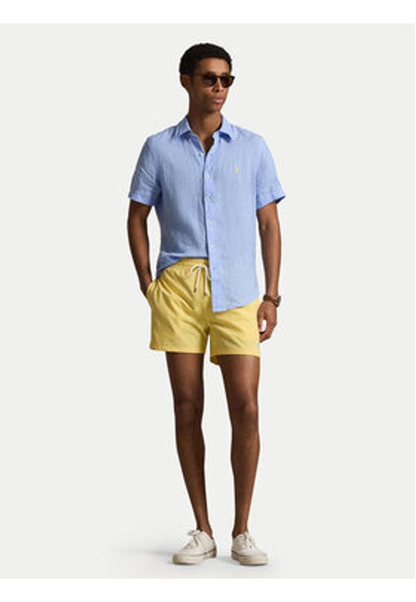 Polo Ralph Lauren Koszula 710968912501 Niebieski Regular Fit. Typ kołnierza: polo. Kolor: niebieski. Materiał: len