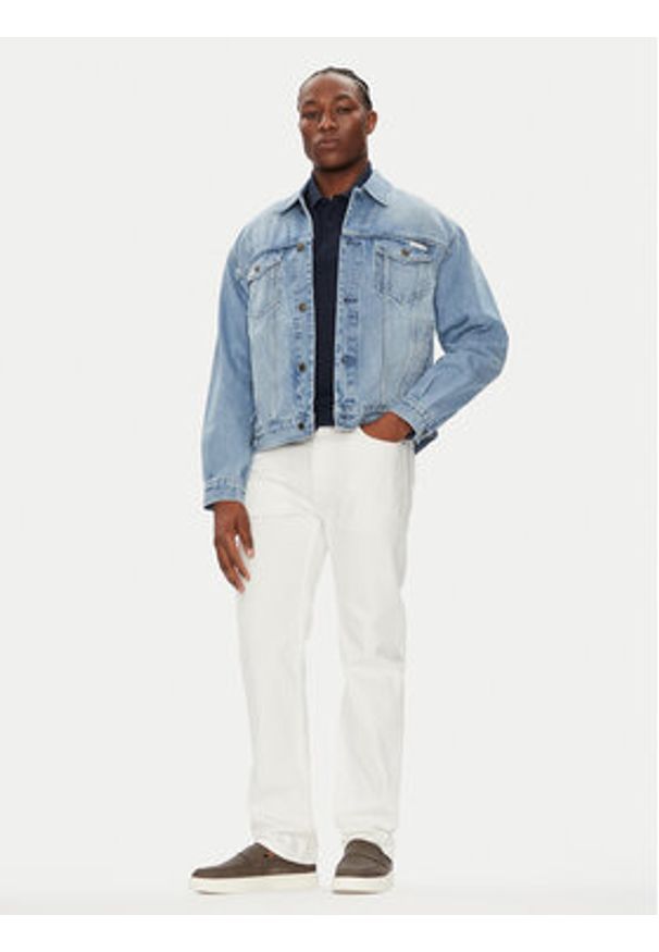 Calvin Klein Jeans Kurtka jeansowa 90's Icon LV04RB794G Niebieski Regular Fit. Kolor: niebieski. Materiał: bawełna